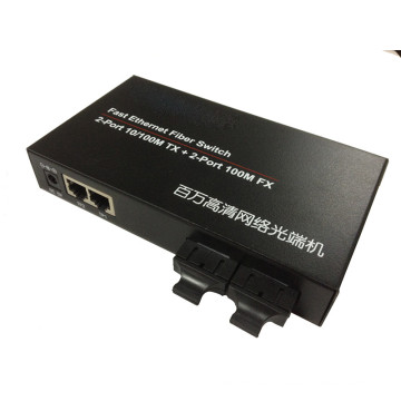 2 Puerto óptico y 2 RJ45 Port Media Converter